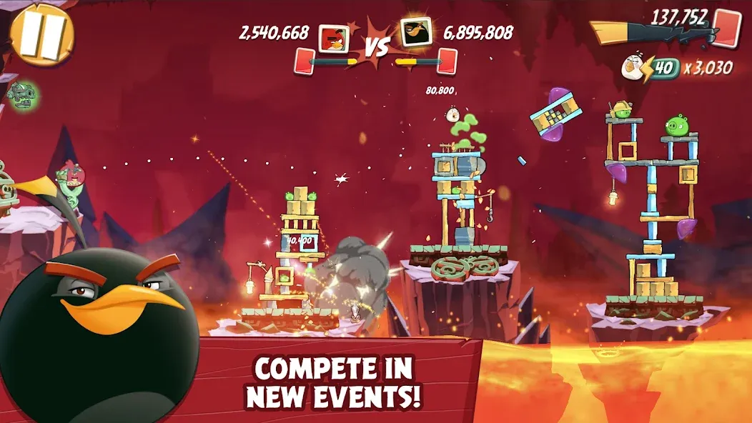 Angry Birds 2 — Мод: Много денег и кристаллов — скриншот 3