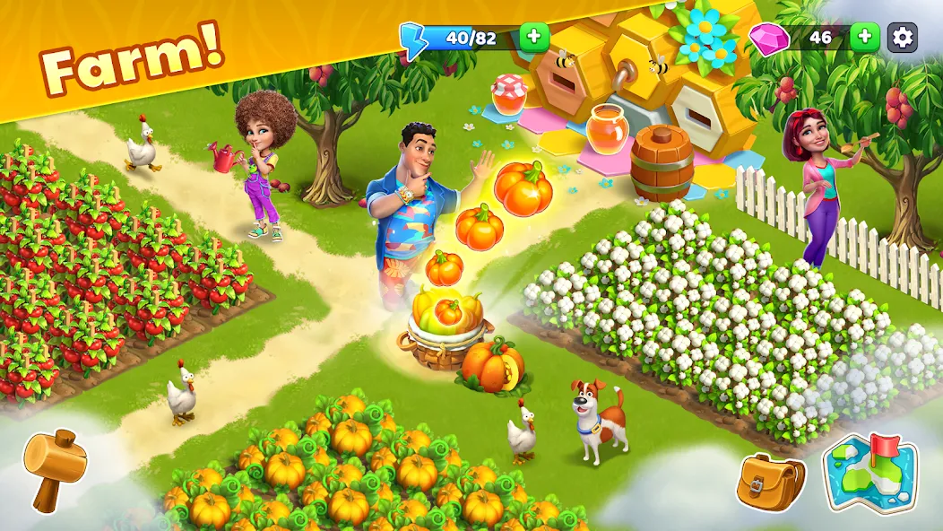 Bermuda Adventures Farm Island MOD APK на Android — Много энергии и без рекламы — скриншот 1