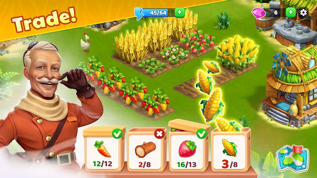 Bermuda Adventures Farm Island MOD APK на Android — Много энергии и без рекламы — скриншот 5