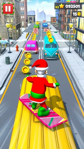 Скачать Xmas Santa Surfer Running Game на Android — Много денег — скриншот 1