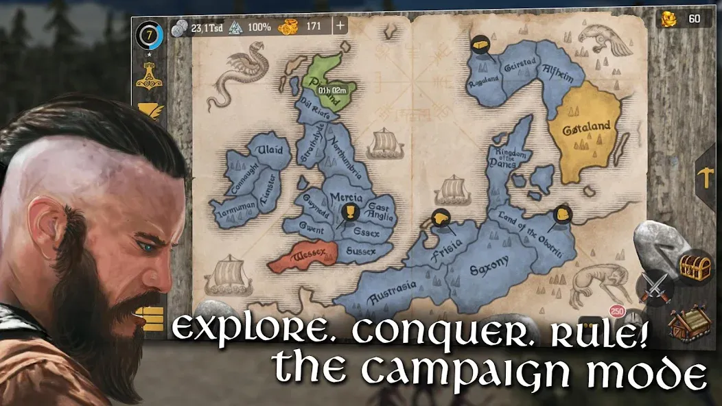 Скачать Vikings at War на телефон — Много денег — скриншот 4