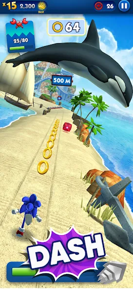 Sonic Dash - Endless Running MOD APK на Android — Много денег и бесконечные кольца — скриншот 2