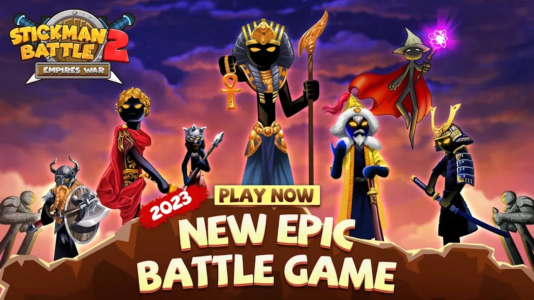 Stickman Battle 2: Empires War MOD APK — Много денег и кристаллов — скриншот 1