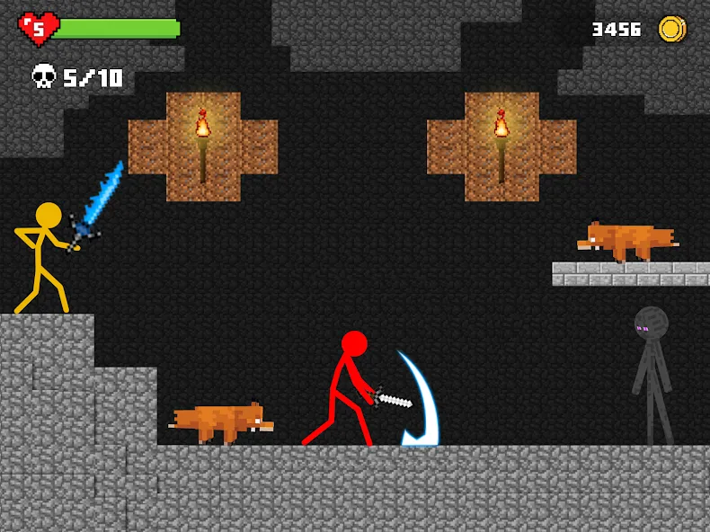 Stick-man Battle - Craft World MOD APK на Android — Много денег и кристаллов — скриншот 1