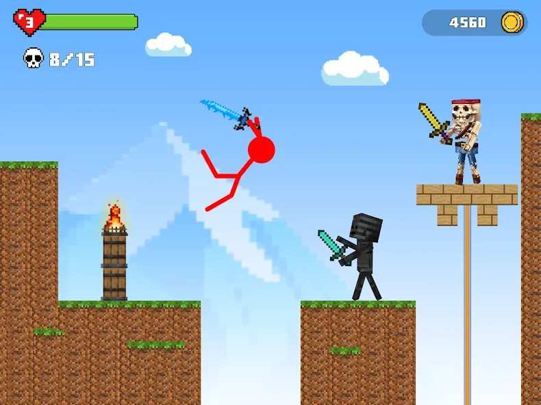 Stick-man Battle - Craft World MOD APK на Android — Много денег и кристаллов — скриншот 2