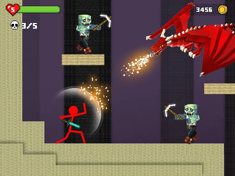 Stick-man Battle - Craft World MOD APK на Android — Много денег и кристаллов — скриншот 4