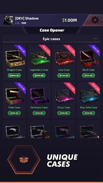 Скачать взлом Case Battle: Skins Simulator на Андроид — Много денег — скриншот 1