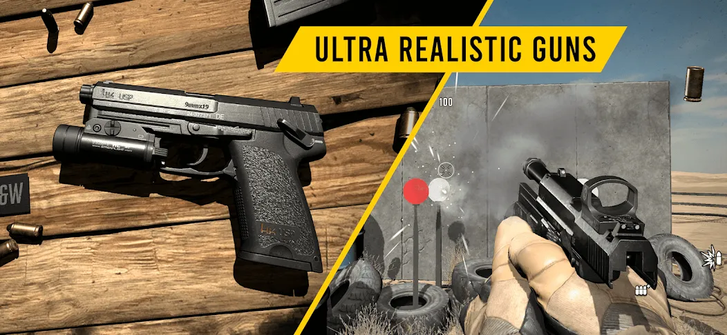 GUNSIM - 3D FPS Shooting Guns — Взломанная версия (Много денег) — скриншот 1