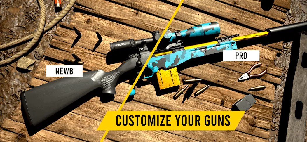 GUNSIM - 3D FPS Shooting Guns — Взломанная версия (Много денег) — скриншот 3