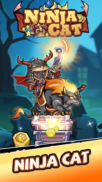 Ninja Cat - Idle Arena Mod APK Много денег и кристаллов — Скачать на Андроид — скриншот 1