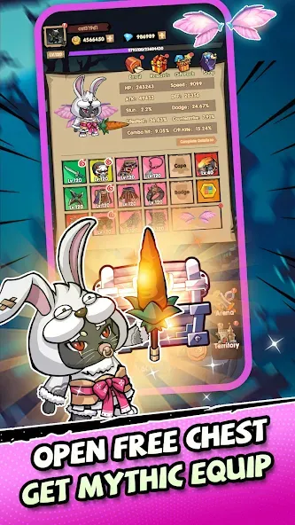 Ninja Cat - Idle Arena Mod APK Много денег и кристаллов — Скачать на Андроид — скриншот 2