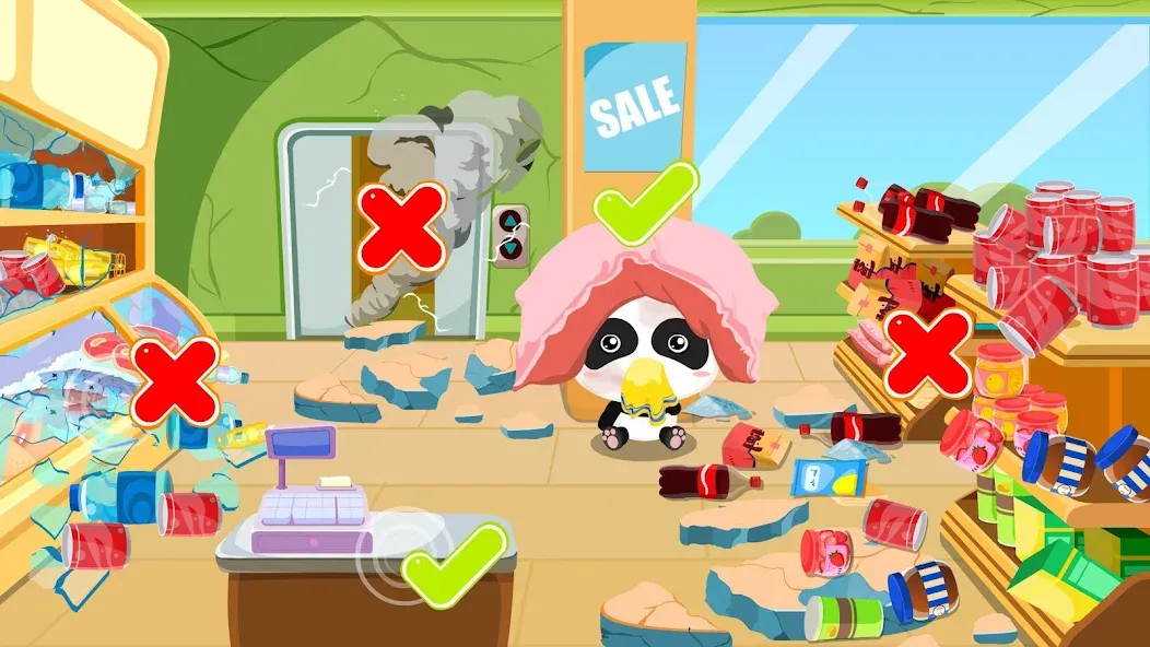 Взлом Baby Panda Earthquake Safety 1 — Все открыто — скриншот 3