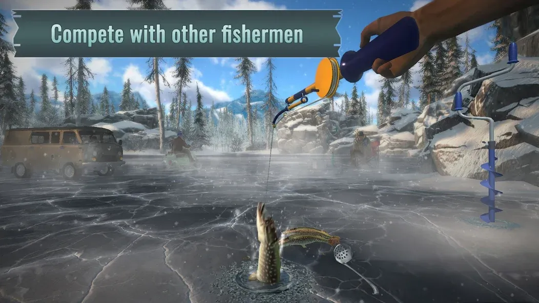 Ice fishing game. Catch bass. MOD APK на Android — Много денег и без рекламы — скриншот 2 Ice fishing game. Catch bass. MOD APK на Android — Много денег и без рекламы — скриншот 2