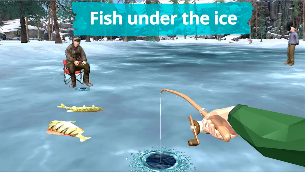Взломанная Fishing in the Winter. Lakes на Андроид — Много денег — скриншот 1