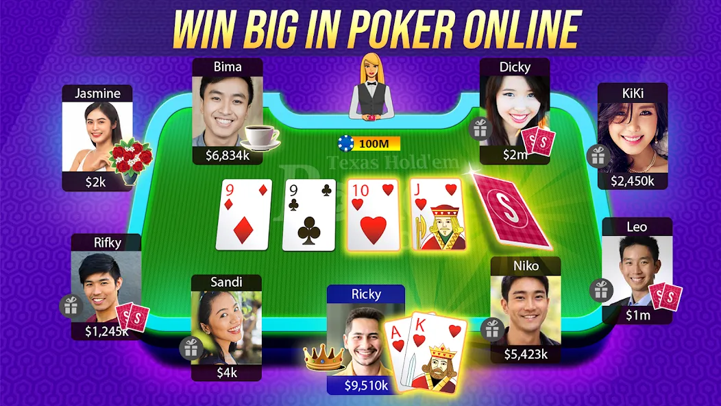 Скачать Texas Holdem Poker Online (Мод: Много денег) на Андроид — скриншот 1