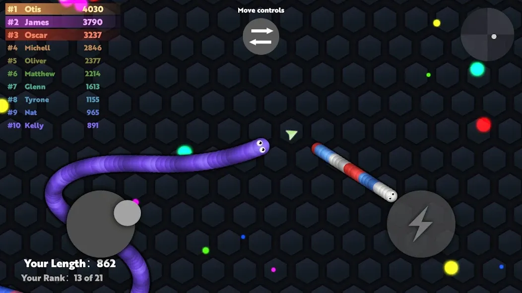 Slide.io - Hungry Snake Game на Андроид — Мод Много денег и без рекламы — скриншот 2