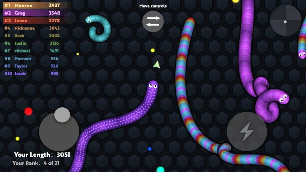 Slide.io - Hungry Snake Game на Андроид — Мод Много денег и без рекламы — скриншот 3