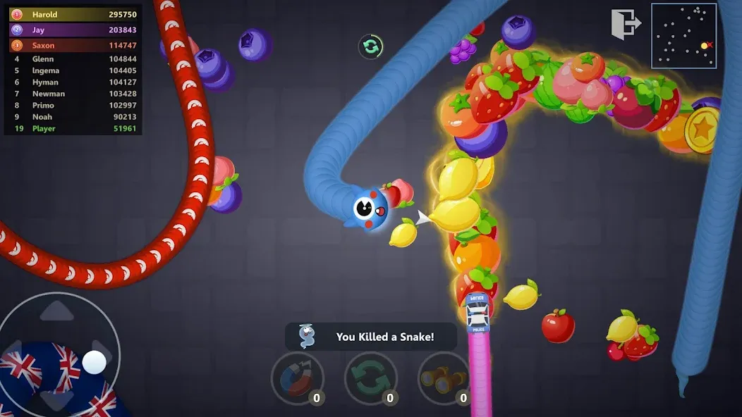 Скачать Snake War™ Hungry Worm.io Game MOD APK — Много денег и бессмертие — скриншот 3