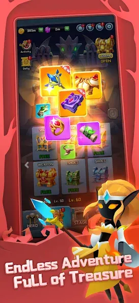 Скачать взлом Chest Adventure: Idle RPG на Андроид — Много денег — скриншот 1