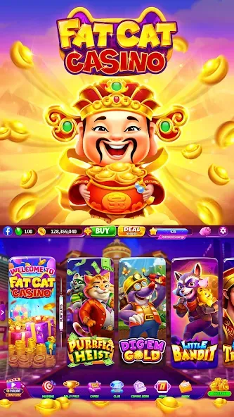 Скачать взлом Fat Cat Casino - Slots Game на Андроид — Много денег и бесконечные вращения — скриншот 2 Скачать взлом Fat Cat Casino - Slots Game на Андроид — Много денег и бесконечные вращения — скриншот 2