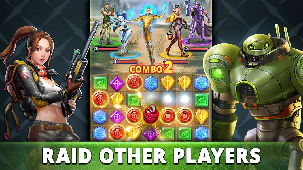 Скачать взломанную Puzzle Combat: Match-3 RPG — Много денег и бесконечная энергия — скриншот 2