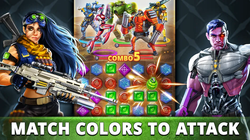 Скачать взломанную Puzzle Combat: Match-3 RPG — Много денег и бесконечная энергия — скриншот 4
