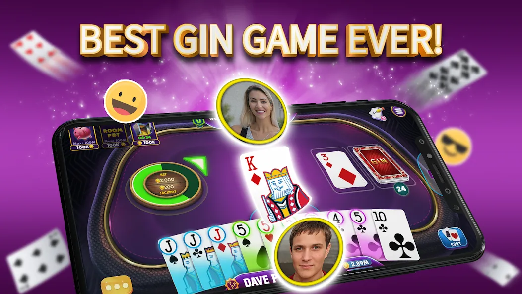 Скачать Gin Rummy Elite: Online Game — Много монет и без рекламы — скриншот 1