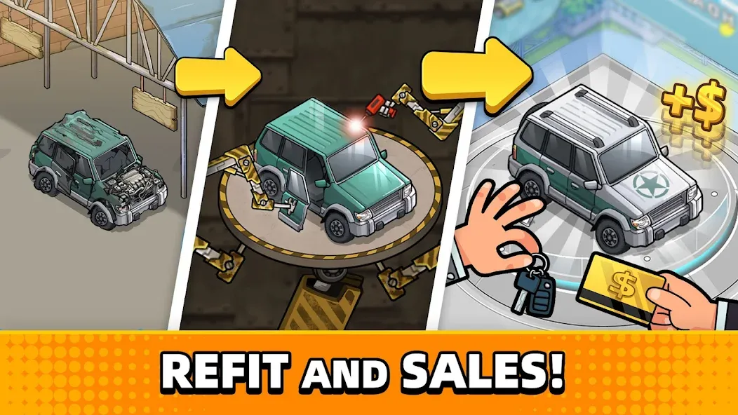 Used Car Tycoon Game на Андроид — Мод меню много денег — скриншот 1