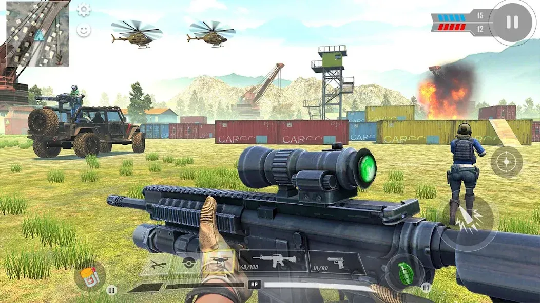 Commando War Army Game Offline — Мод: Много денег и бессмертие — скриншот 4
