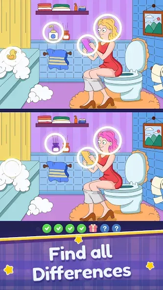 Find Differences: Spot Fun на Андроид — Все подсказки и пропуск уровней — скриншот 1