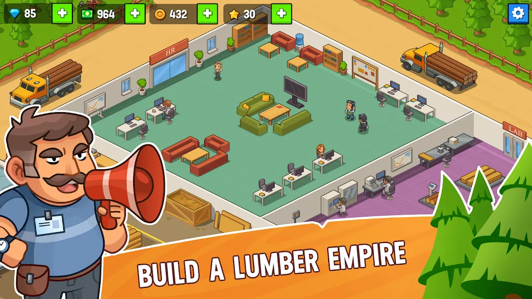 Скачать Lumber Inc Tycoon — Последняя версия (Много денег) — скриншот 1