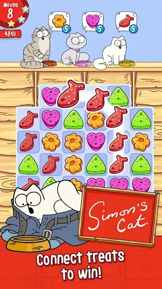 Взлом Simon’s Cat Crunch Time — Много жизней и ходов — скриншот 1