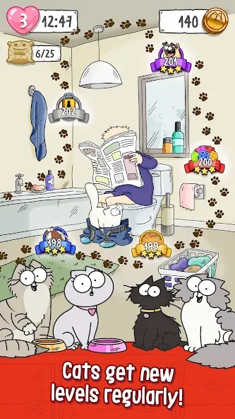 Взлом Simon’s Cat Crunch Time — Много жизней и ходов — скриншот 3