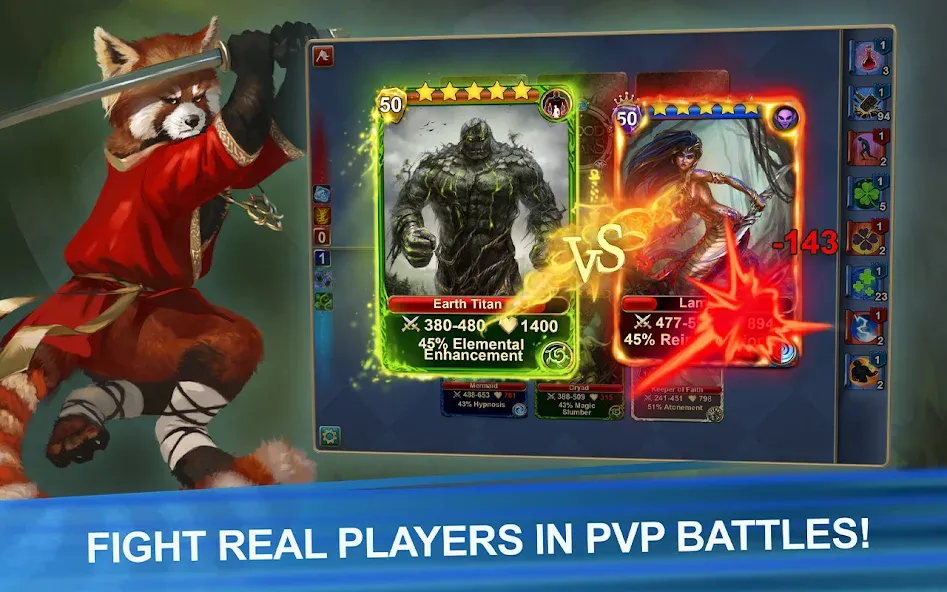 Blood of Titans: Card Battle MOD APK — Много кристаллов и энергии — скриншот 4