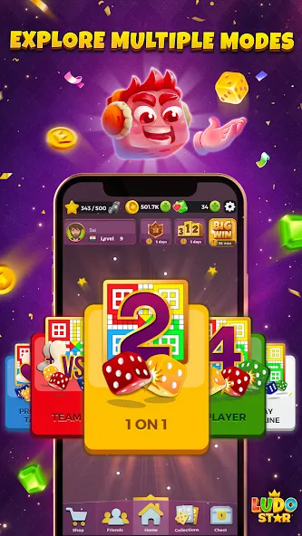 Скачать взлом Ludo STAR: Online Dice Game на Андроид — Много денег — скриншот 5