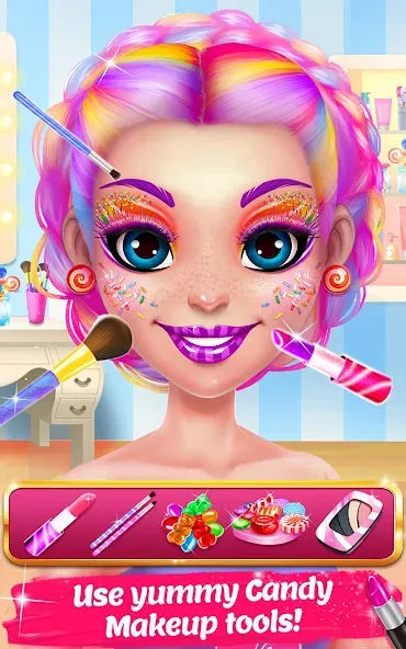 Candy Makeup Beauty Game MOD — Всё открыто и без рекламы на Андроид — скриншот 2