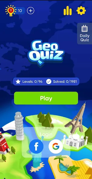 Geo Quiz: World Geo Trivia Mod APK Все подсказки и уровни открыты — Скачать на Андроид — скриншот 1