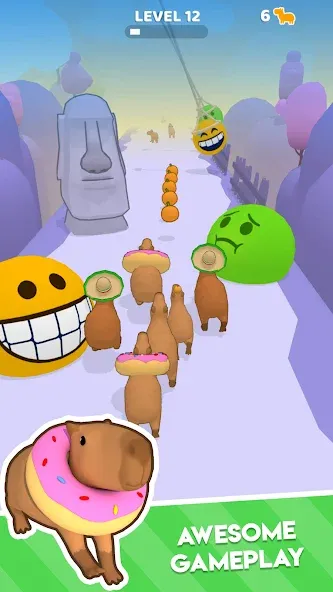 Capybara Rush MOD — Много денег и без рекламы на Андроид — скриншот 2
