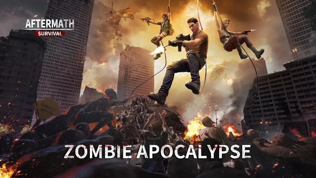Скачать Aftermath Survival: Zombie War (Мод: Много денег и бессмертие) на Андроид — скриншот 1