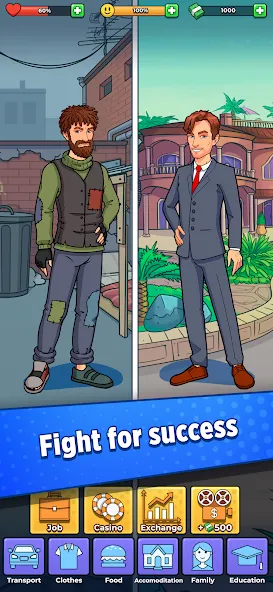 Скачать Hobo Life: Business Simulator с модом — Много денег — скриншот 1