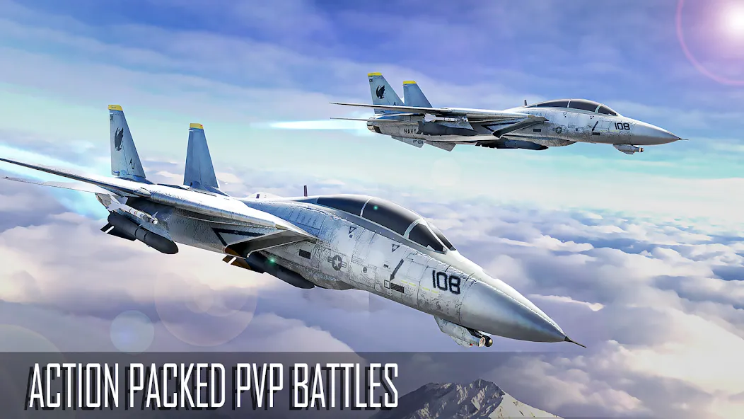 Скачать Jet Fighter: Sky Combat 3D на Андроид — Много денег и разблокированы все самолеты — скриншот 1