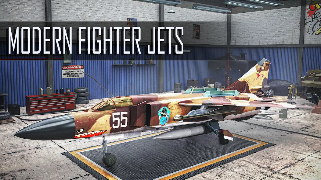 Скачать Jet Fighter: Sky Combat 3D на Андроид — Много денег и разблокированы все самолеты — скриншот 3