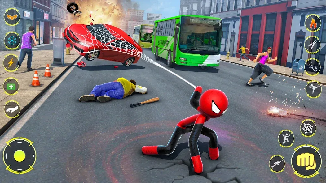 Скачать StickMan Rope Hero Spider Game — Последняя версия (Много денег и без рекламы) — скриншот 3