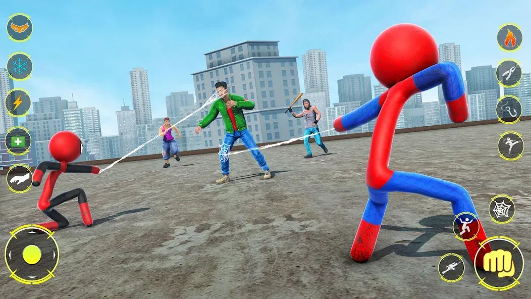 Скачать StickMan Rope Hero Spider Game — Последняя версия (Много денег и без рекламы) — скриншот 4