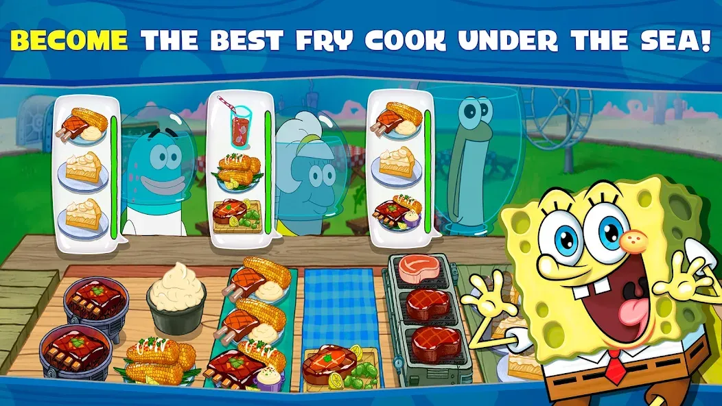 Скачать взлом SpongeBob: Krusty Cook-Off на Андроид — Много денег и алмазов — скриншот 1