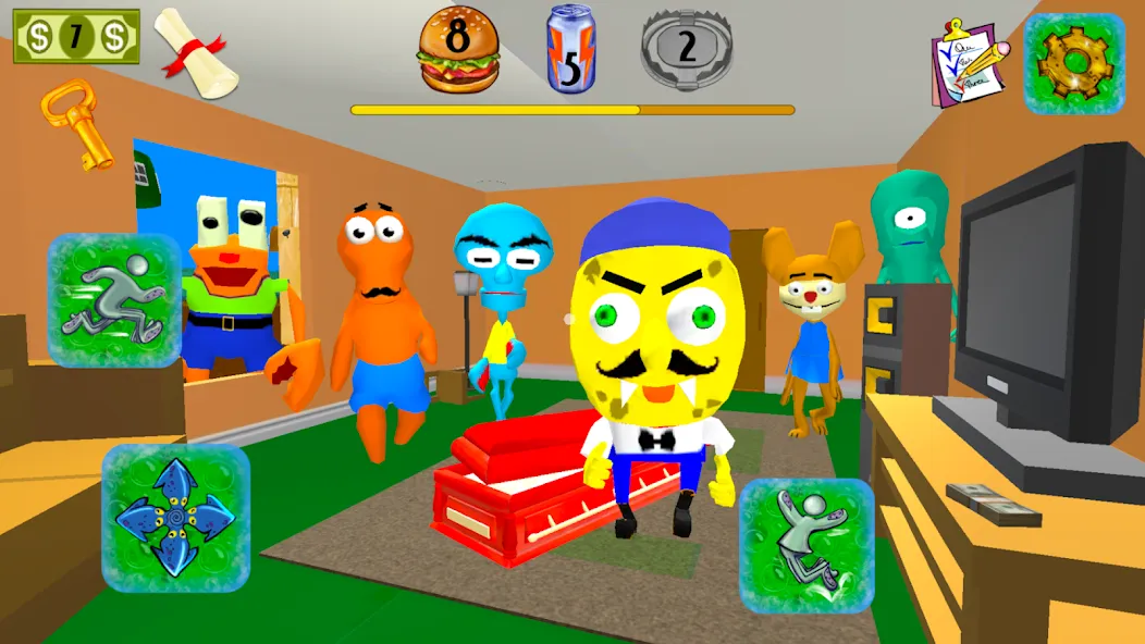 Взломанная Sponge Neighbor Escape 3D на Андроид — Много денег — скриншот 4