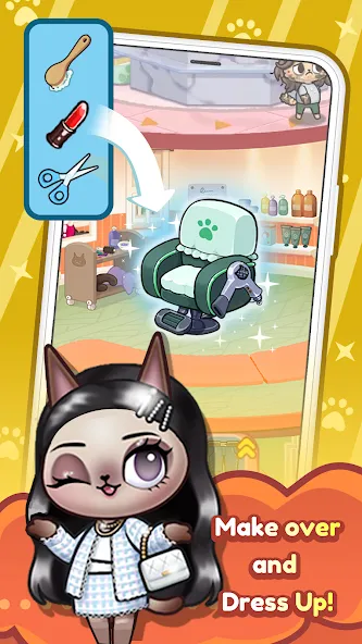 Скачать Idle Cat Makeover: Hair Salon на Android — Много денег — скриншот 5