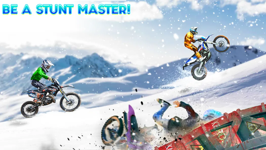 Snow Tricky Bike Stunt Race 3D — Взломанная версия (Много денег) — скриншот 3 Snow Tricky Bike Stunt Race 3D — Взломанная версия (Много денег) — скриншот 3