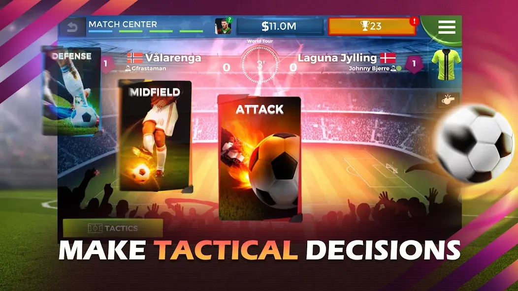 Pro 11 - Soccer Manager Game MOD — Много денег на Андроид — скриншот 3
