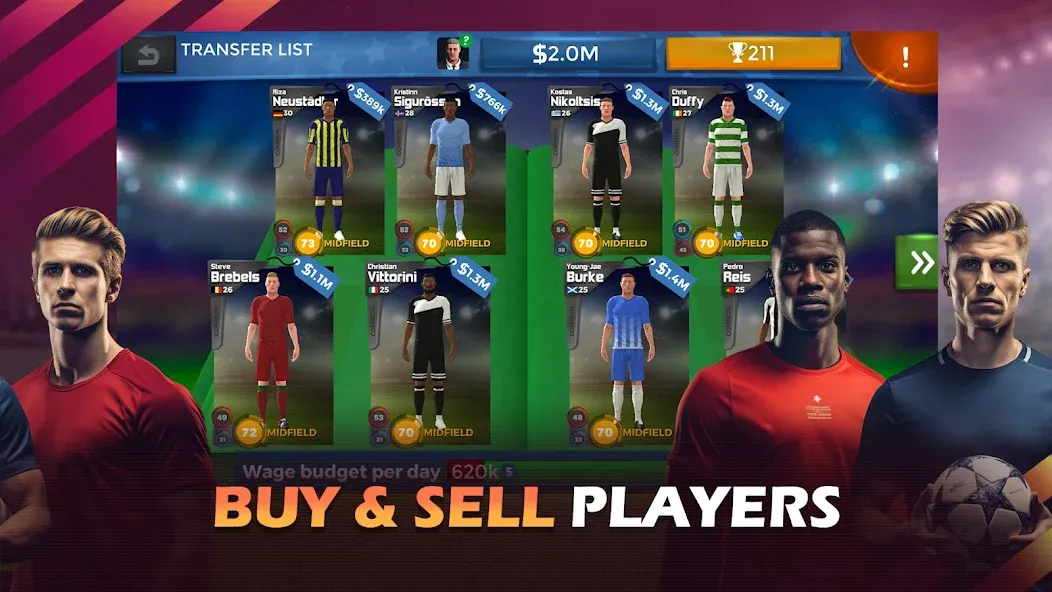 Pro 11 - Soccer Manager Game MOD — Много денег на Андроид — скриншот 5
